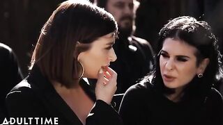 A rough funeral encounter with a hot brunette babe